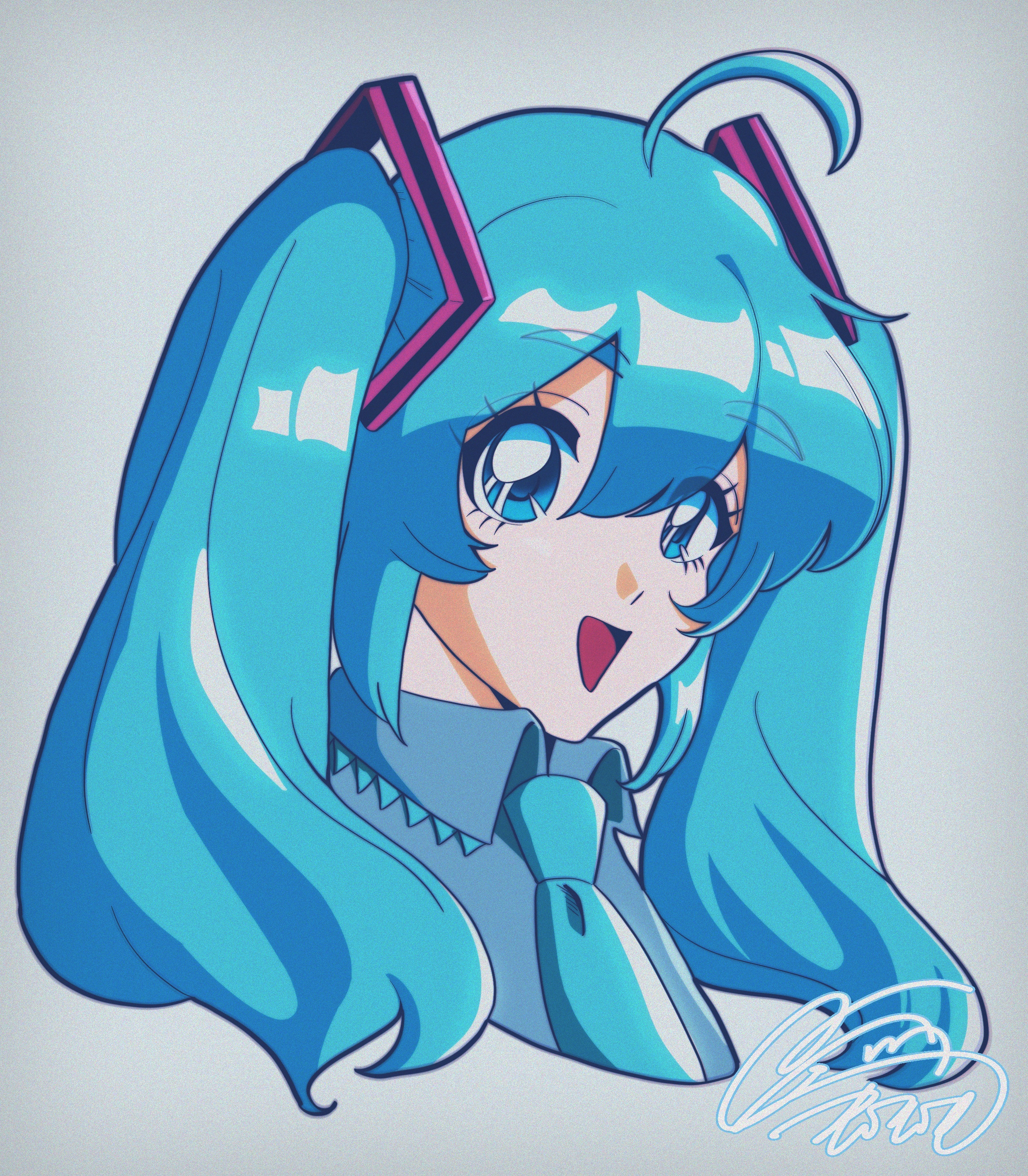 初音ミクのかわいいレトロイラスト